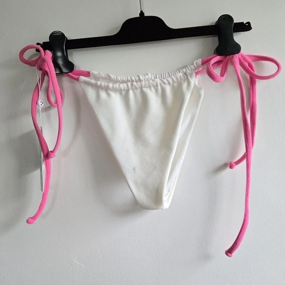 New Frankies Bikinis Tia Terry String Strawberry Shortcake Bikini Bottom NWT XL